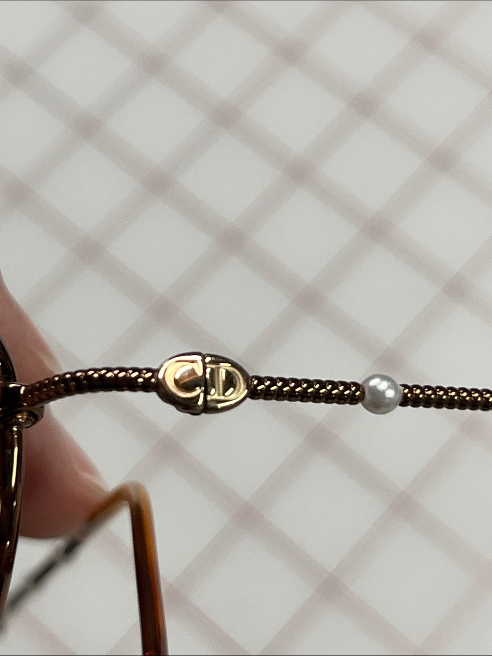 CHRISTIAN DIOR VTG NWOT Pearl Bead Bronze Oval 49x19z135 Classic Eyeglass Frame - Picture 3 of 16